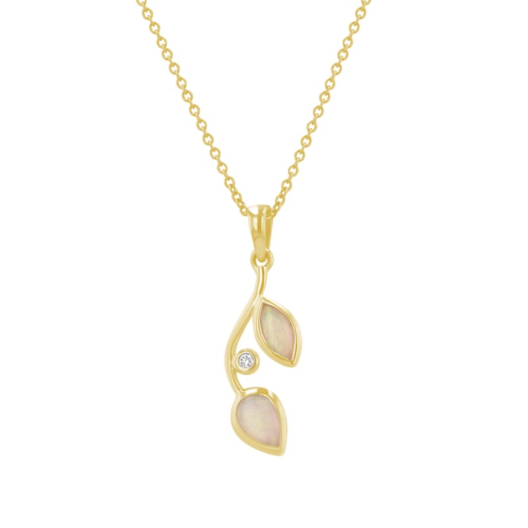 Opalanhänger in Blattform mit Diamanten Daria 110347