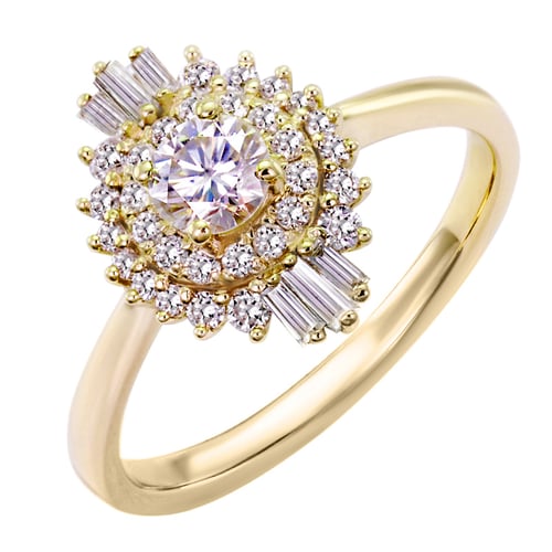 Einzigartiger Verlobungsring aus Gold mit Moissanit und lab-grown Diamanten Deizy