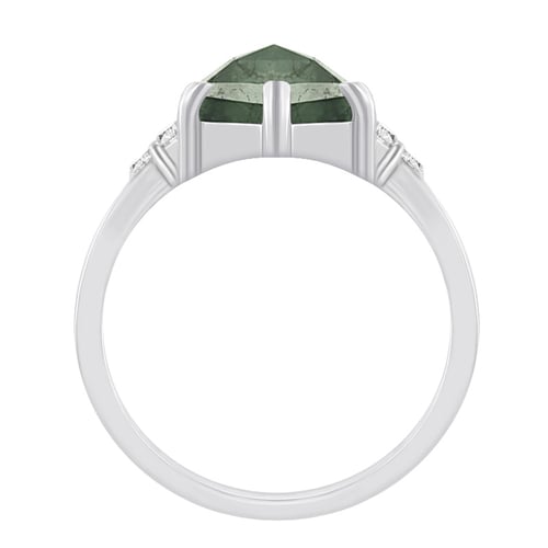 Goldener Verlobungsring mit Moosachat und Diamanten Yasmeen