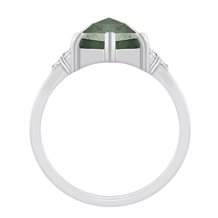 Goldener Verlobungsring mit Moosachat und Diamanten Yasmeen 71263