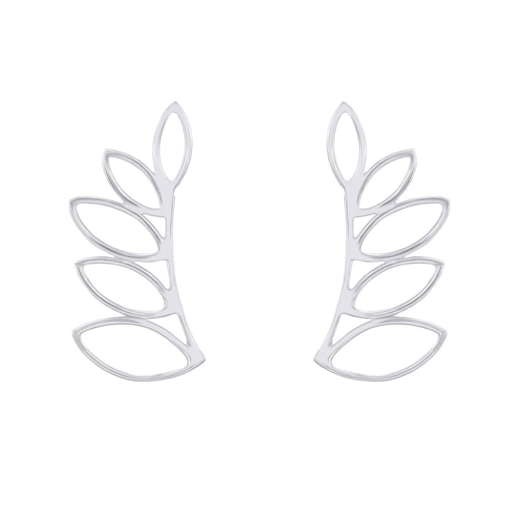 Silberne Ear Climber Ohrringe mit Blattmotiv Belen