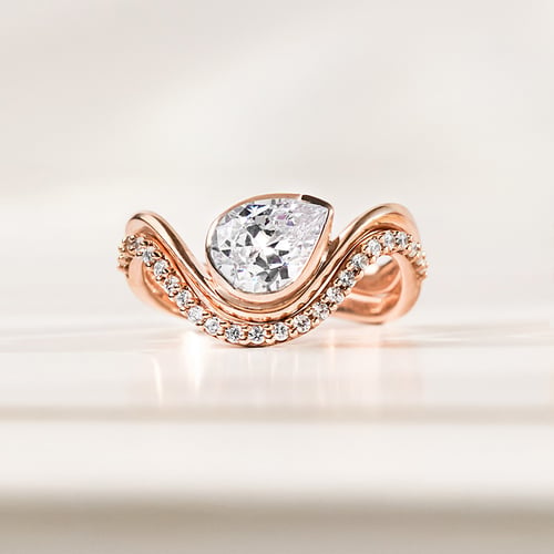 Originelles Verlobungs-Set aus Ringen mit Moissaniten Jolene