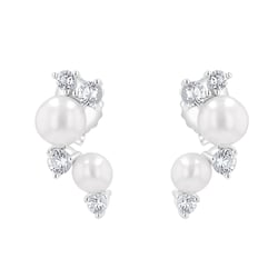Silberne Perlenohrringe mit weißen Topasen Anita