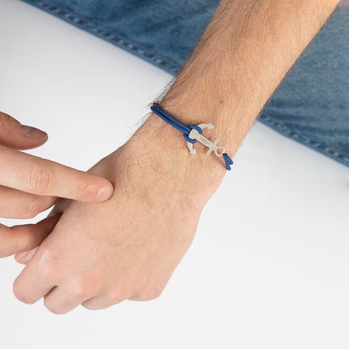 Silbernes String-Armband für Herren mit einem Anker Burks