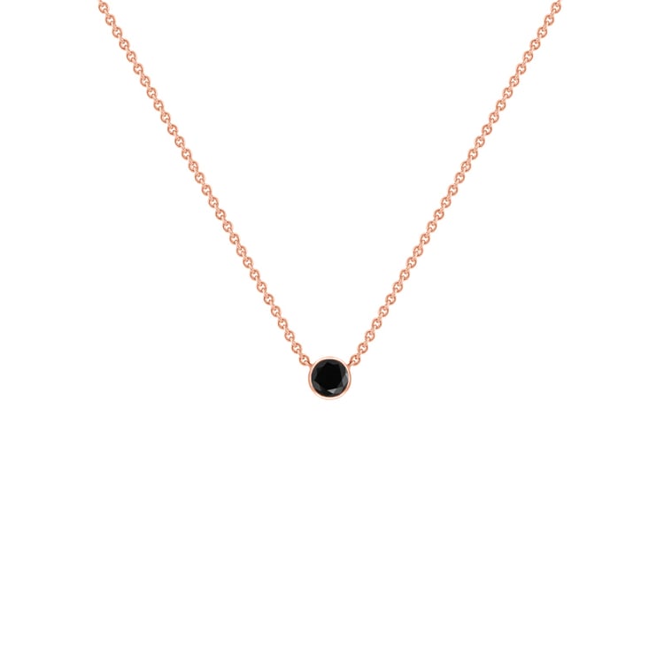 Silberne minimalistische Kette mit einem schwarzen Diamanten Glosie 103650