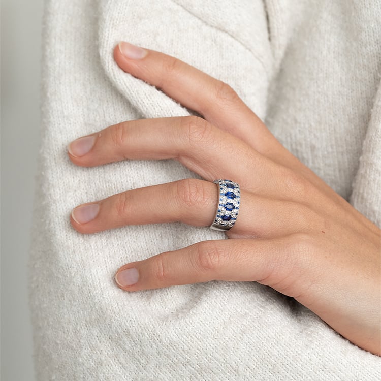 Ring mit ovalen Saphiren und Diamanten Soul 131118