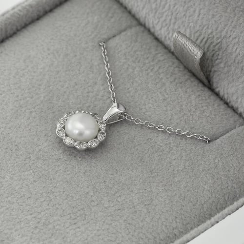 Silber Anhänger im Halo-Stil mit Perlen Elizabella