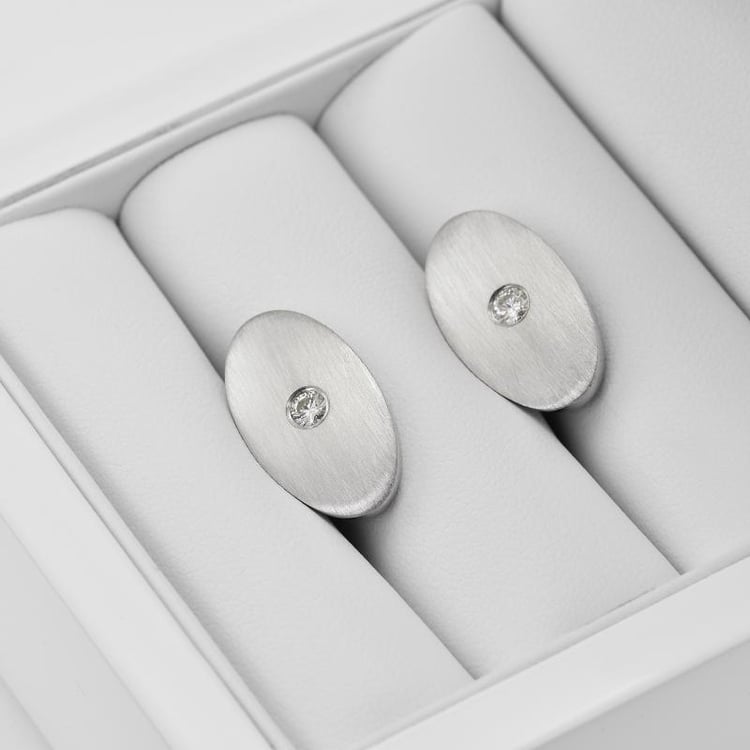 Ovale Manschettenknöpfe aus Roségold mit Diamanten Obert 60230