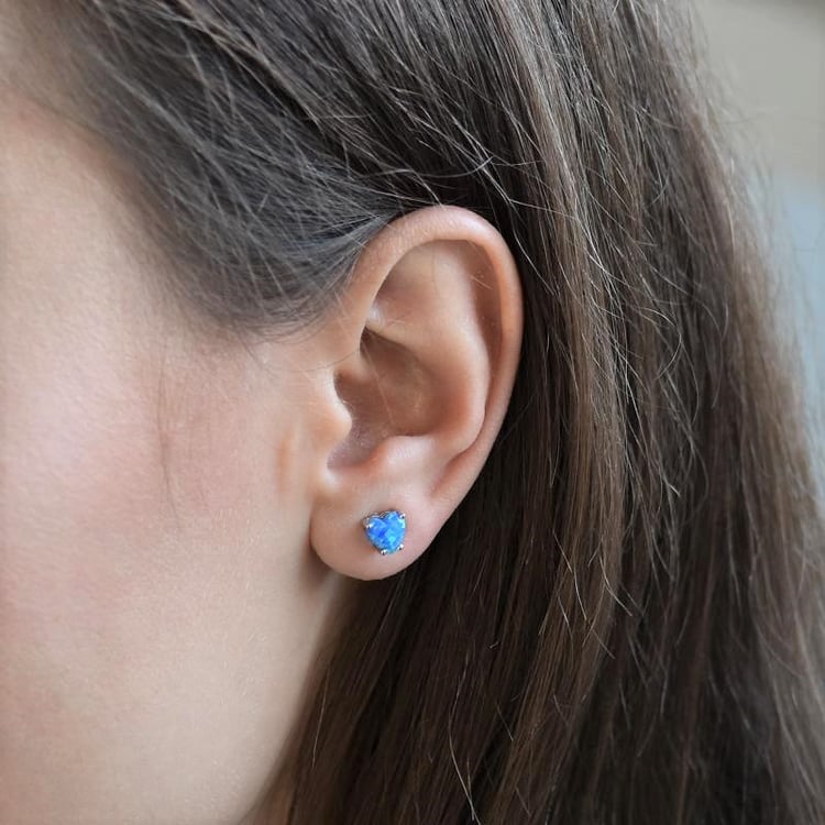 Goldohrringe mit Opal Herzchen 105156