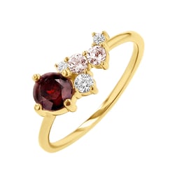 Cluster Ring mit böhmischen Grananten, Morganiten und Moissaniten Sava