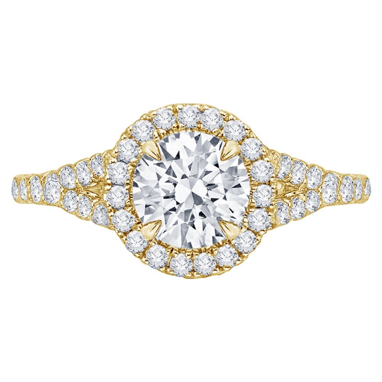 Gelbgold Verlobungsring im Halo Stil mit Diamanten 74635