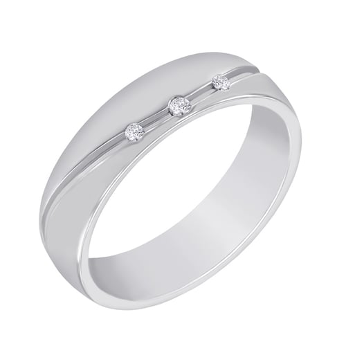 Goldener Ehering mit schlichter Gravur und Diamanten Zaila