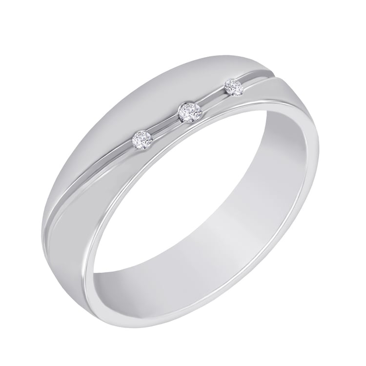 Goldener Ehering mit schlichter Gravur und Diamanten Zaila 28948