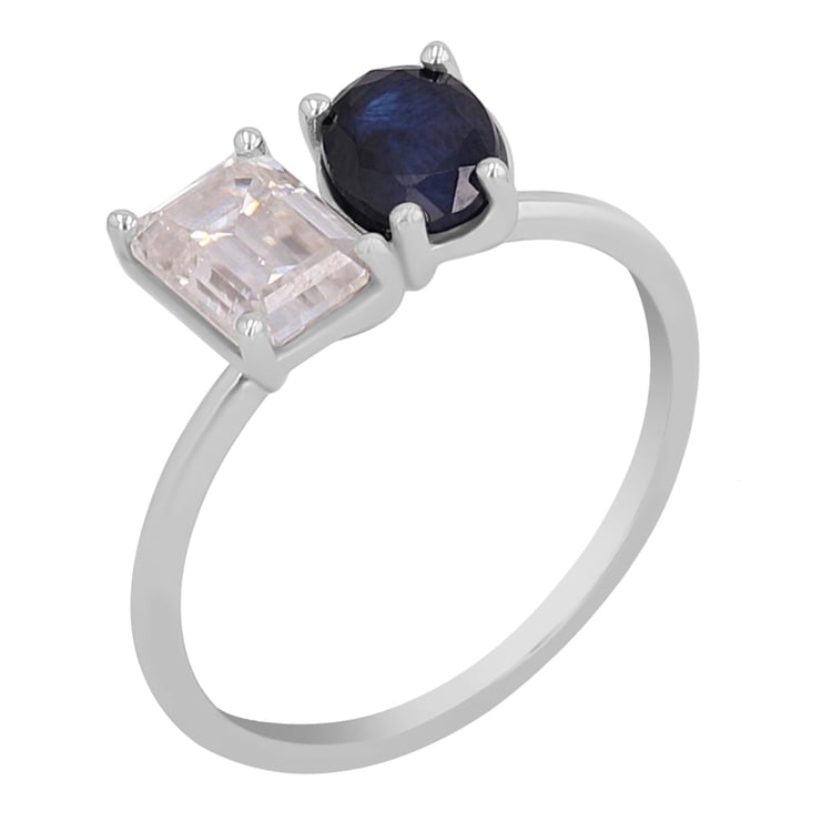 Verlobungsring Toi et Moi mit Saphir und Moissanit Hartley