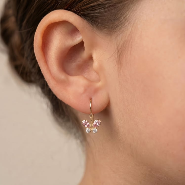 Kinder-Ohrringe aus Gold mit Schmetterling Any 166697