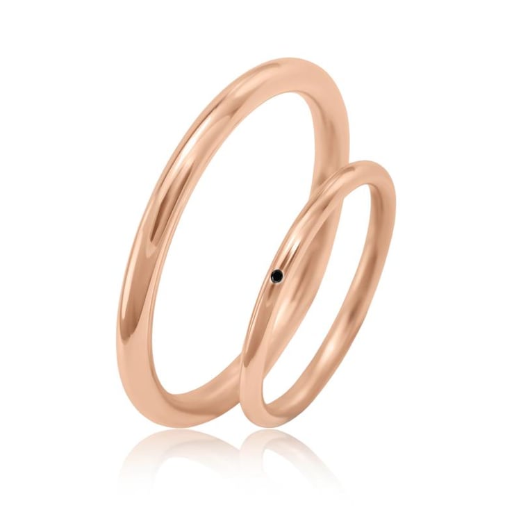 Minimalistische Eheringe aus Gold mit schwarzem Diamanten Alays 30023