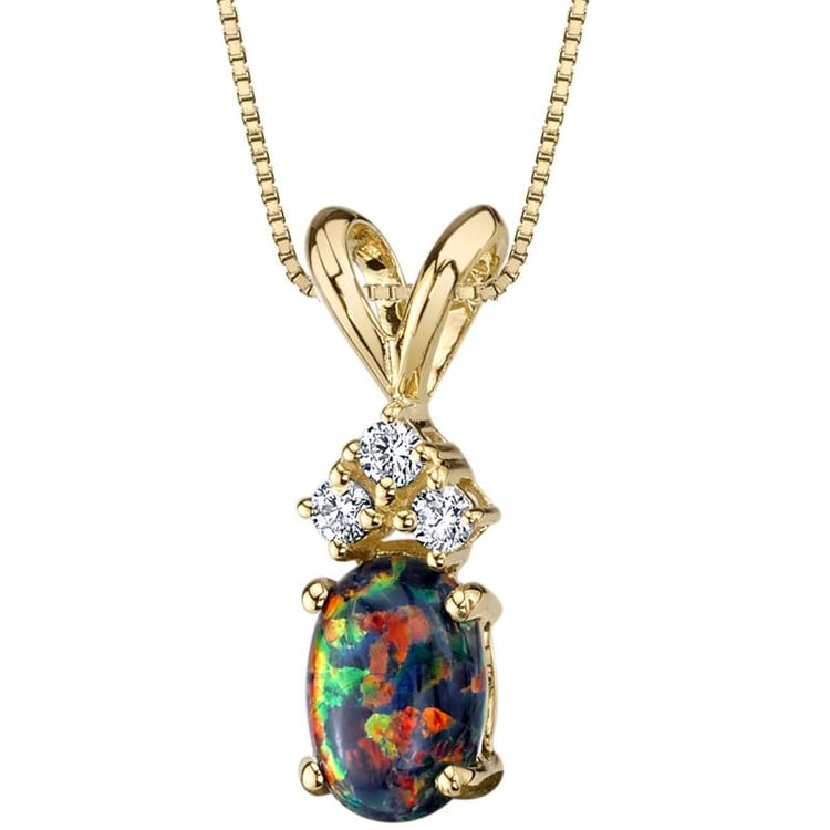 Goldener Anhänger mit schwarzem Opal und Diamanten Tamatha 22976