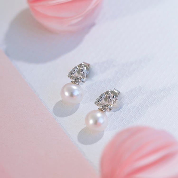 Perlenohrringe mit Diamanten aus Gold Jolyte 109319