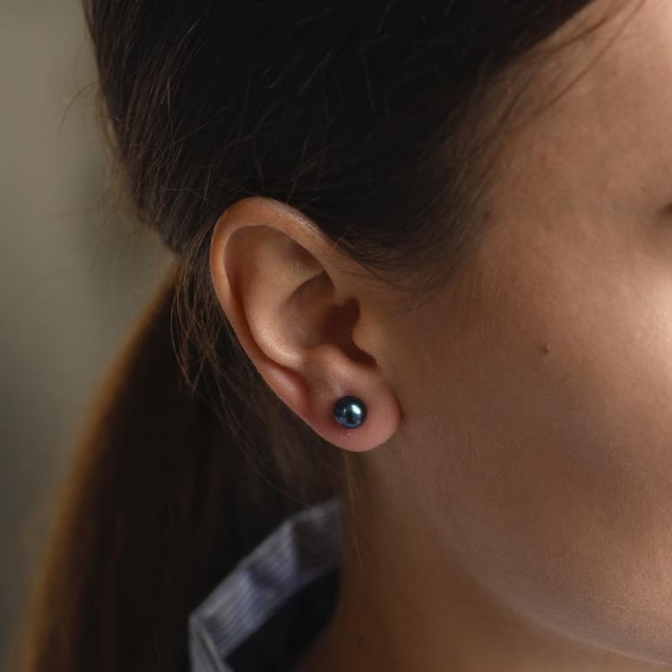 Silbernes Schmuckset mit schwarzen Perlen Emerson 52844