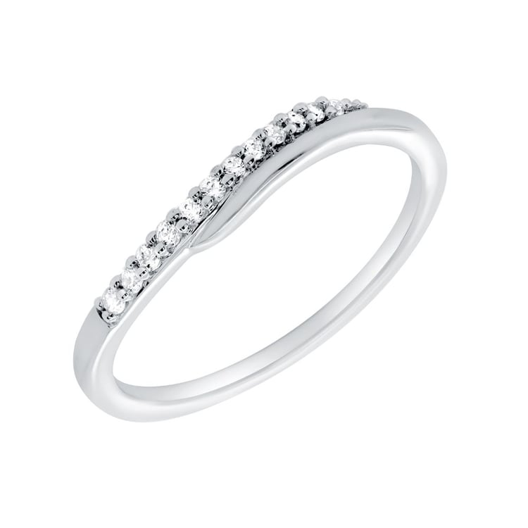 Atypisch gewellter Silberring mit Diamanten Vide