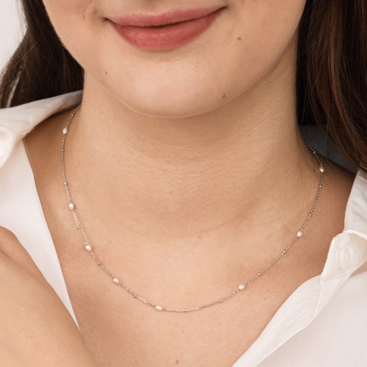 Silberne Halskette mit Perlen Landia 164626