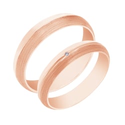 Originelle goldene Eheringe mit Gravur und Diamanten Ally