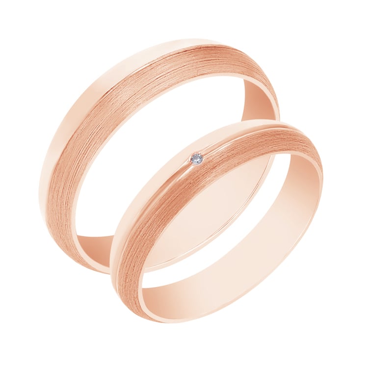 Originelle goldene Eheringe mit Gravur und Diamanten Ally 105561