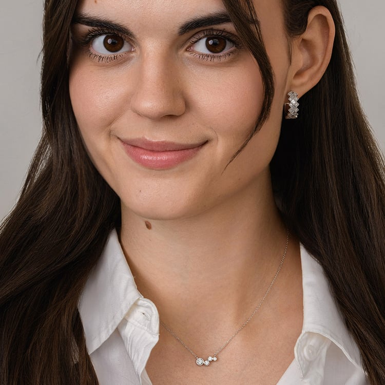 Moderne silberne Halskette mit Lab Grown Diamanten Viola 160752