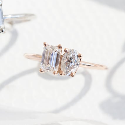 Toi et Moi Verlobungsring mit Moissaniten Luca