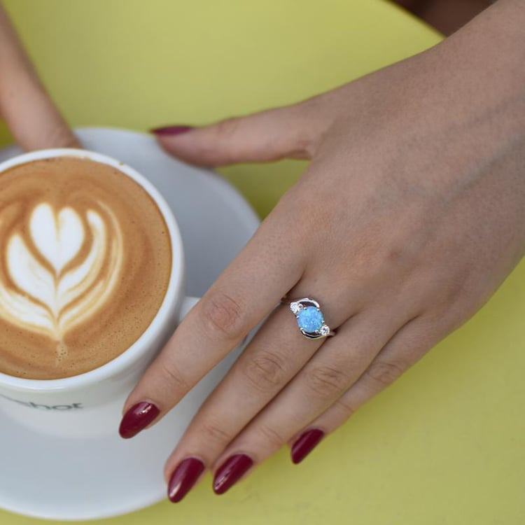 Silberring mit Opalen und Zirkonia Jimena 32197