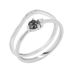 Set aus Ringen mit Salt and Pepper Diamanten Marine