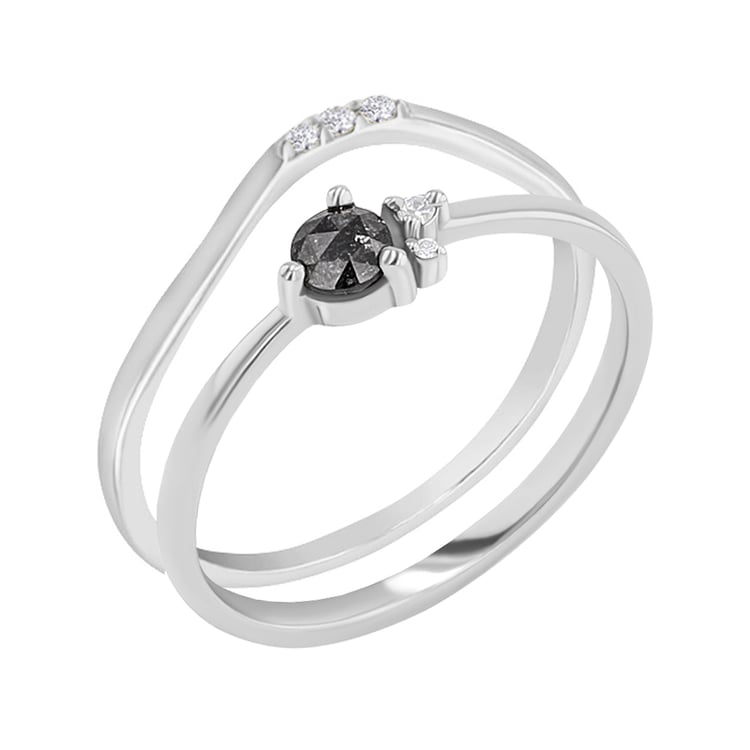 Set aus Ringen mit Salt and Pepper Diamanten Marine