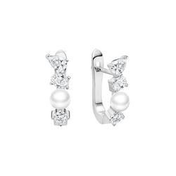 Perlenohrringe aus Silber und Zirkonia Karmin