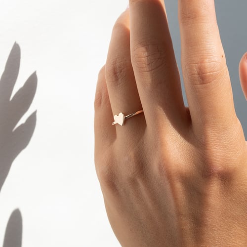 Minimalistischer Goldring mit Herz Ottilie