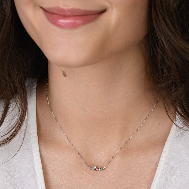 Cluster Halskette mit pastellfarbenen Edelsteinen Kianna 160723