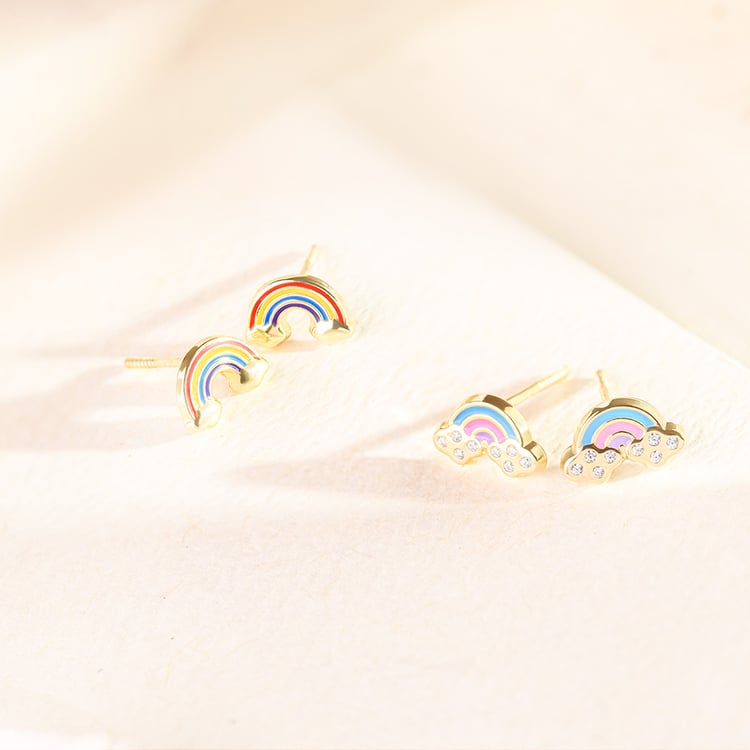 Goldene Kinder-Ohrringe in Regenbogenform Marigold 164368