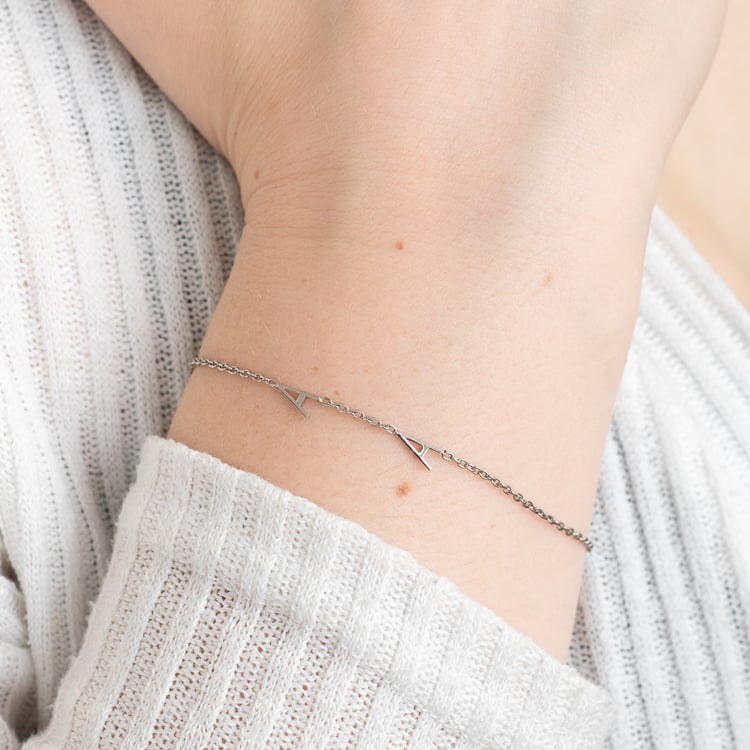 Silbernes Armband mit 2 Buchstaben Ihrer Wahl Annika 124524