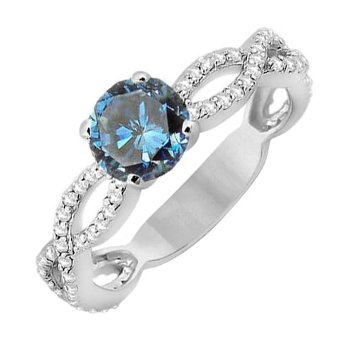Einzigartiger Verlobungsring mit blauem Diamant Ganendra