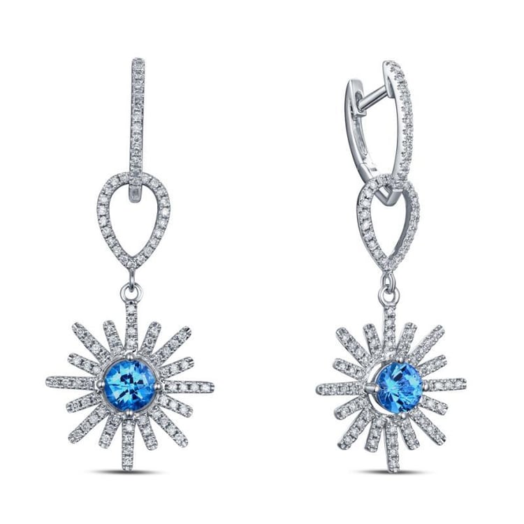 Goldene Diamantflocken mit Topasen in Ohrringen Daxa 10012