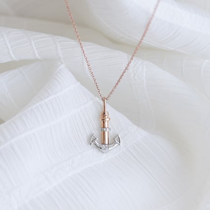 Silberner Anhänger Anker mit Lab Grown diamanten Anchor