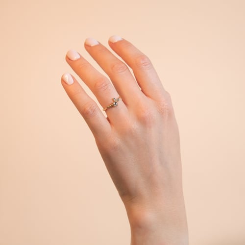 Silberner Cluster-Ring mit Salt and Pepper Diamanten Roche