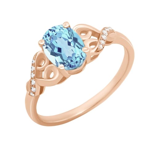 Goldring mit Blautopas und Diamanten Alanyse