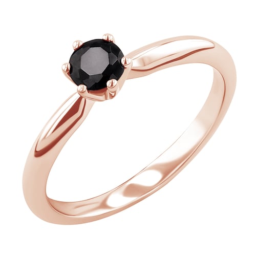 Goldener Verlobungsring mit schwarzem Diamant Mala