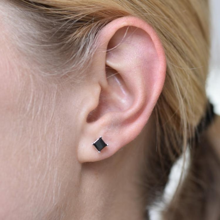 Goldene Ohrstecker mit schwarzen Diamanten Wasi 20150