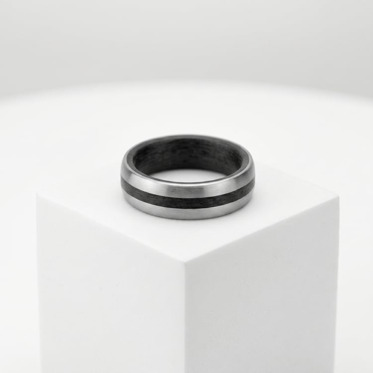 Abgerundete Herrenring aus Carbon und Palladium Tris 167775