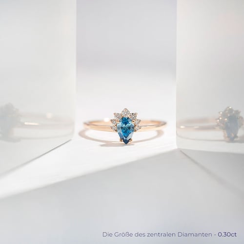 Verlobungsring mit einem zertifizierten fancy blue Lab Grown Diamanten Wilf