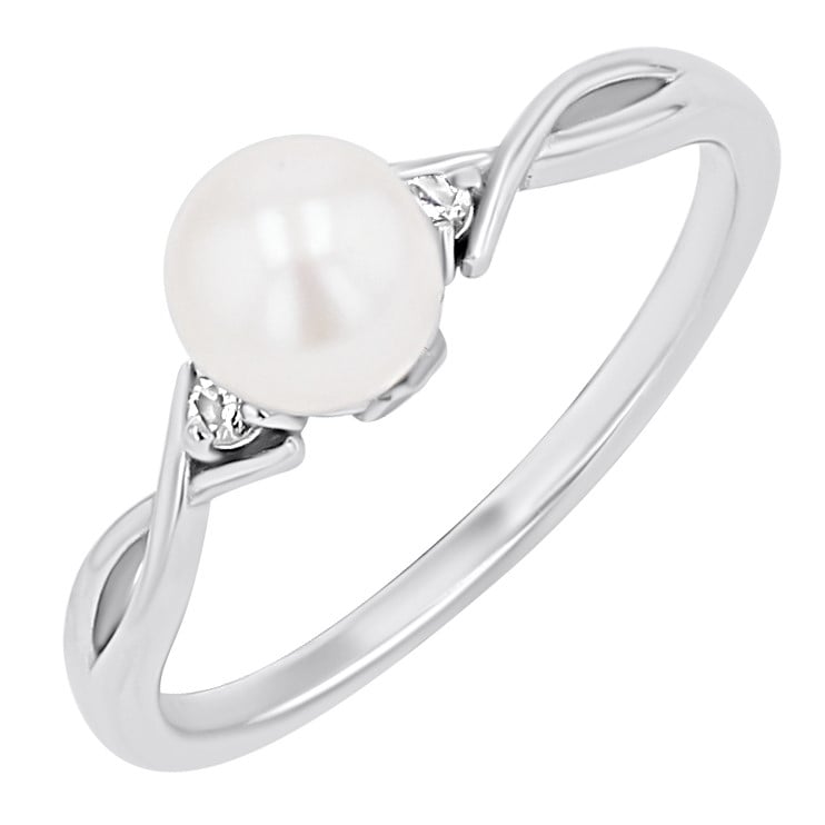 Eleganter Goldring Buchstaben und Perle und Diamanten Azana 167178
