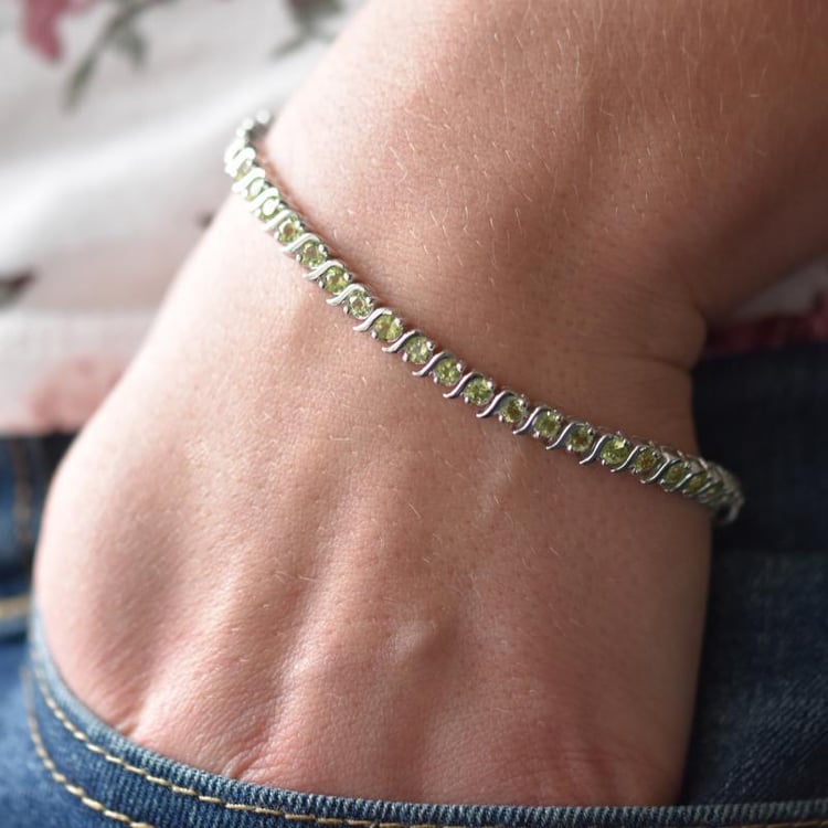 Silbernes Armband mit Olivinen Lakobe 15040