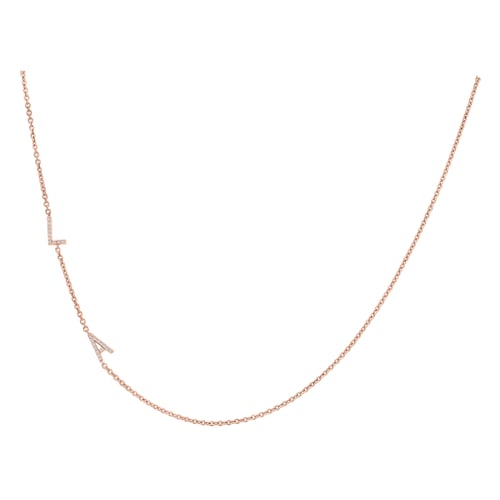 Silberne Kette mit zwei Buchstaben und Lab Grown Diamanten Lupe