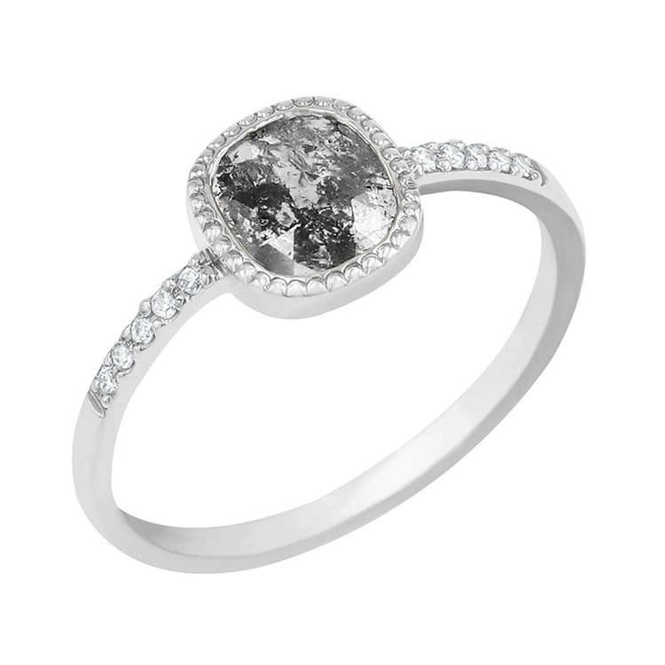 Ring mit Emerald Salt and Pepper Diamanten und Lab Grown Diamanten Adaline